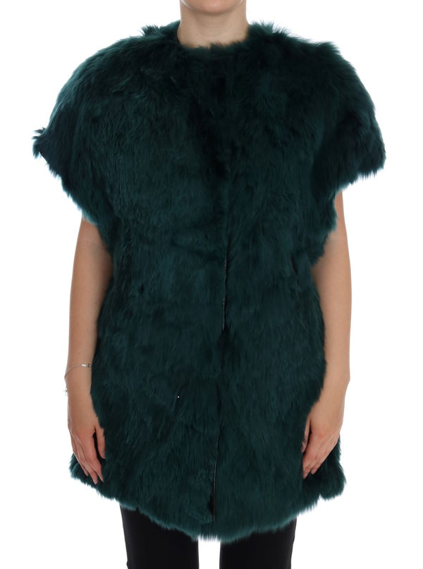 Green Alpaca Fur Vest Sleeveless Jacket Clothing