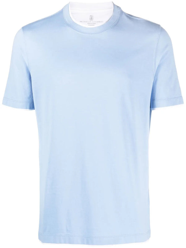 Brunello Cucinelli Mens Light Blue Short Sleeve T-Shirt