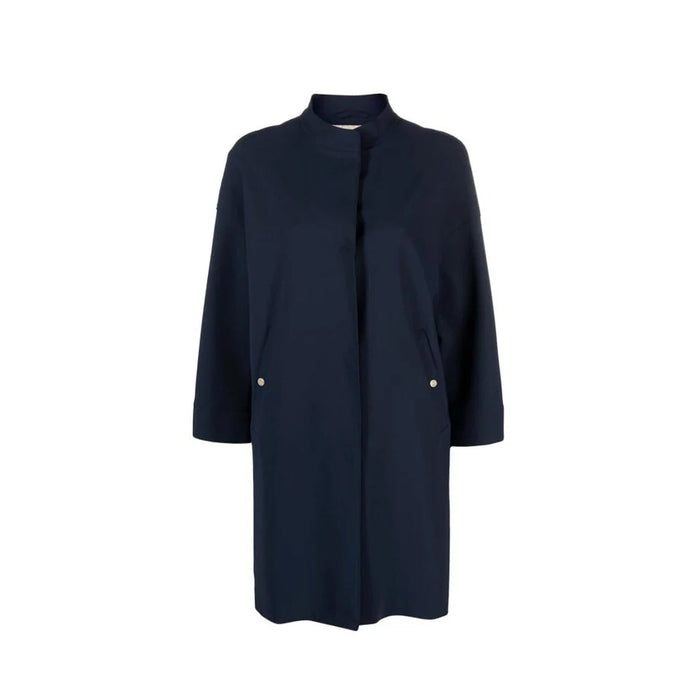 Herno Concealed-Fastening Coat Blue Elastane Polyamide
