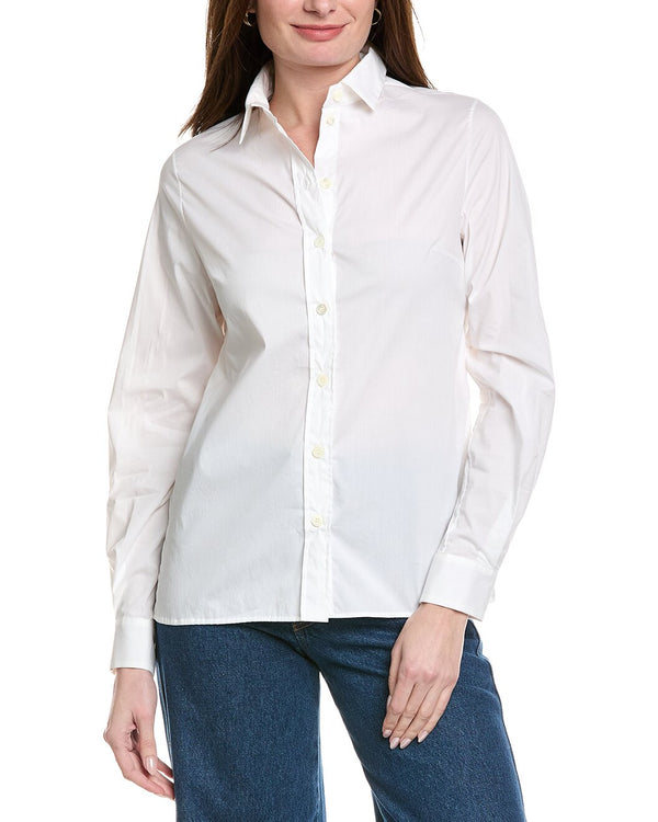 Eleventy Womens White Classic Button-Up Shirt