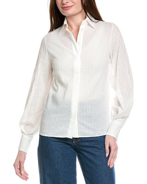Eleventy Womens White Puff Sleeve Shirt