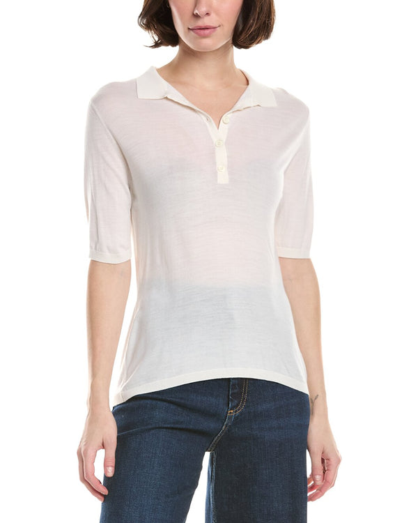 Eleventy Womens Off White Knit Polo Sweater Clothing