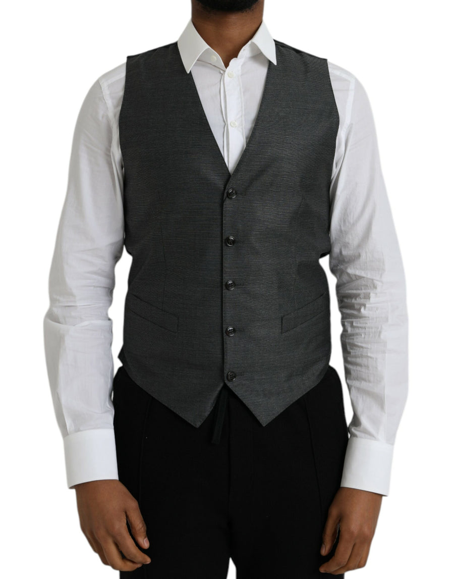 Dolce & Gabbana 82% Virgin Wool 18% Silk; Lining: 70% Viscose 30% Cupro vest in gray