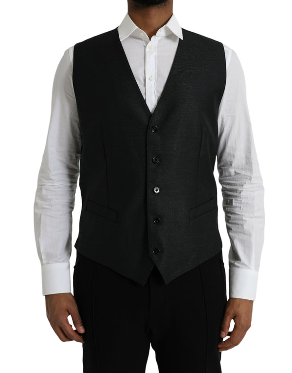 Dolce & Gabbana 82% Virgin Wool 18% Silk vest in black