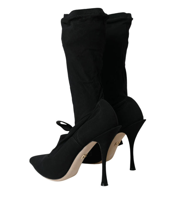 Dolce & Gabbana Fabric heeled boot in black