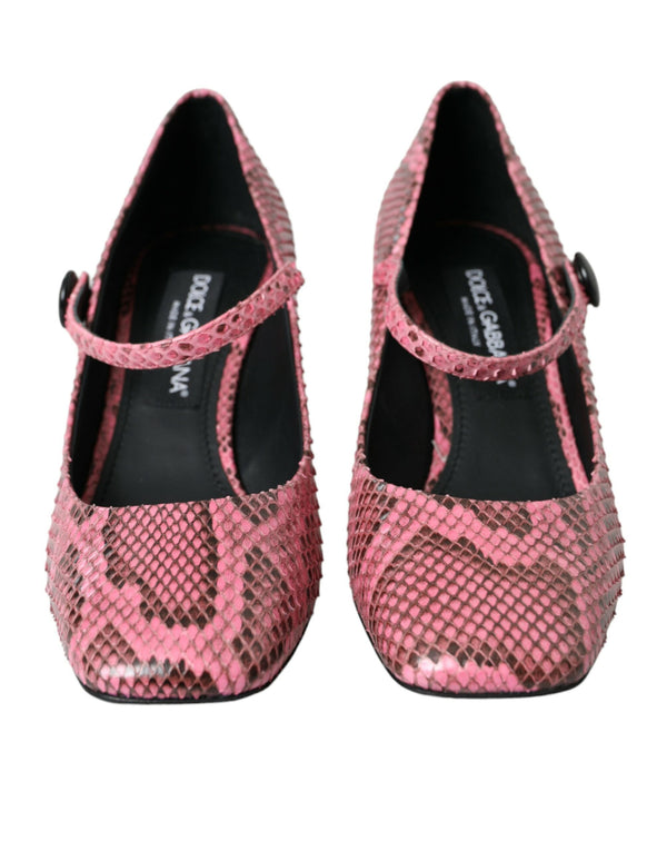 Dolce & Gabbana 100% Python skin leather mary jane heel in pink
