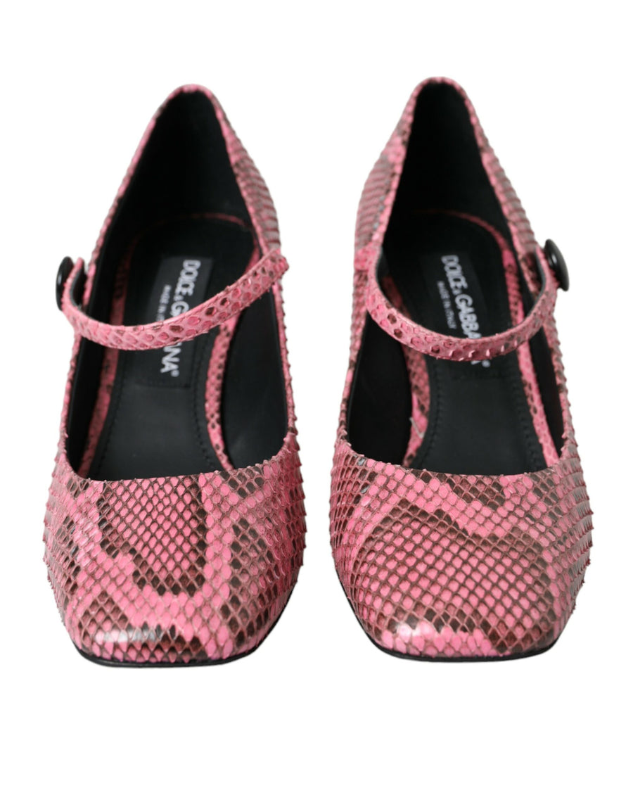 Dolce & Gabbana 100% Python skin leather mary jane heel in pink