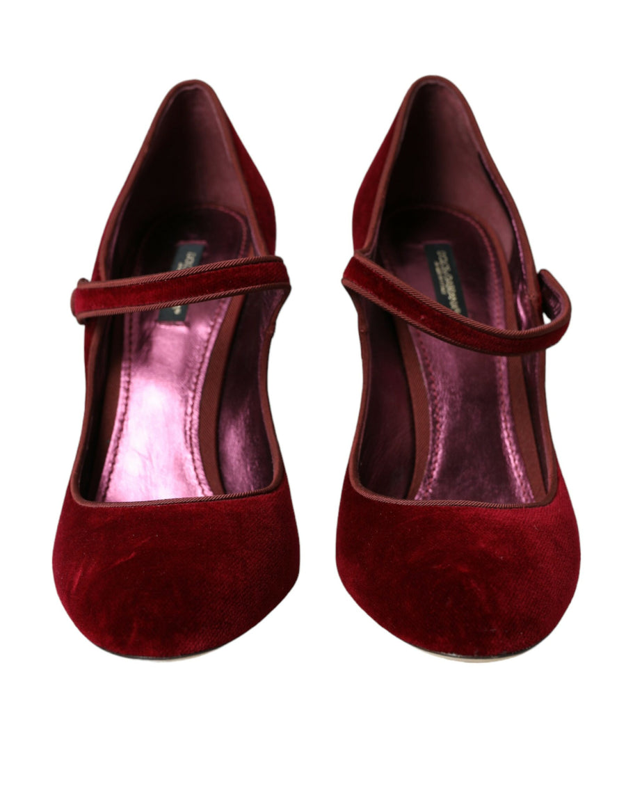 Dolce & Gabbana 74% Cotton 26% Viscose Velvet heel in burgundy