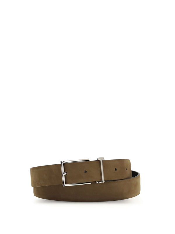 Suede Belt Olive Brown Calf Leather