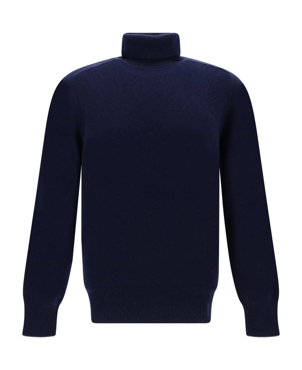 Brunello Cucinelli Mens Navy Cashmere Turtleneck Sweater Clothing