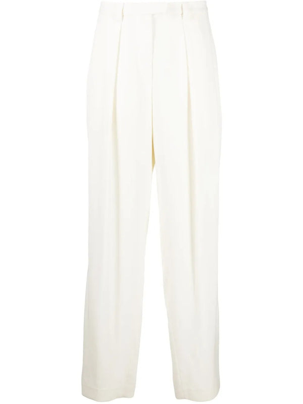 Brunello Cucinelli Womens Off White Wool Pleated Trousers