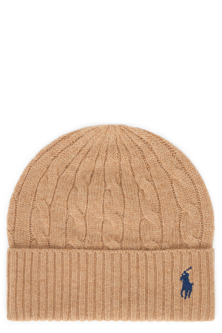 Knit Hat With Cuff, Camel Wool