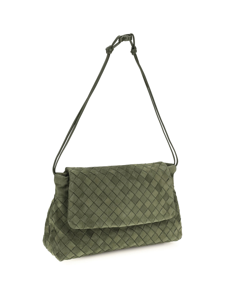 Shoulder Bag Giorno Green Tweed Tweed/gold Calf Leather (bos Taurus)