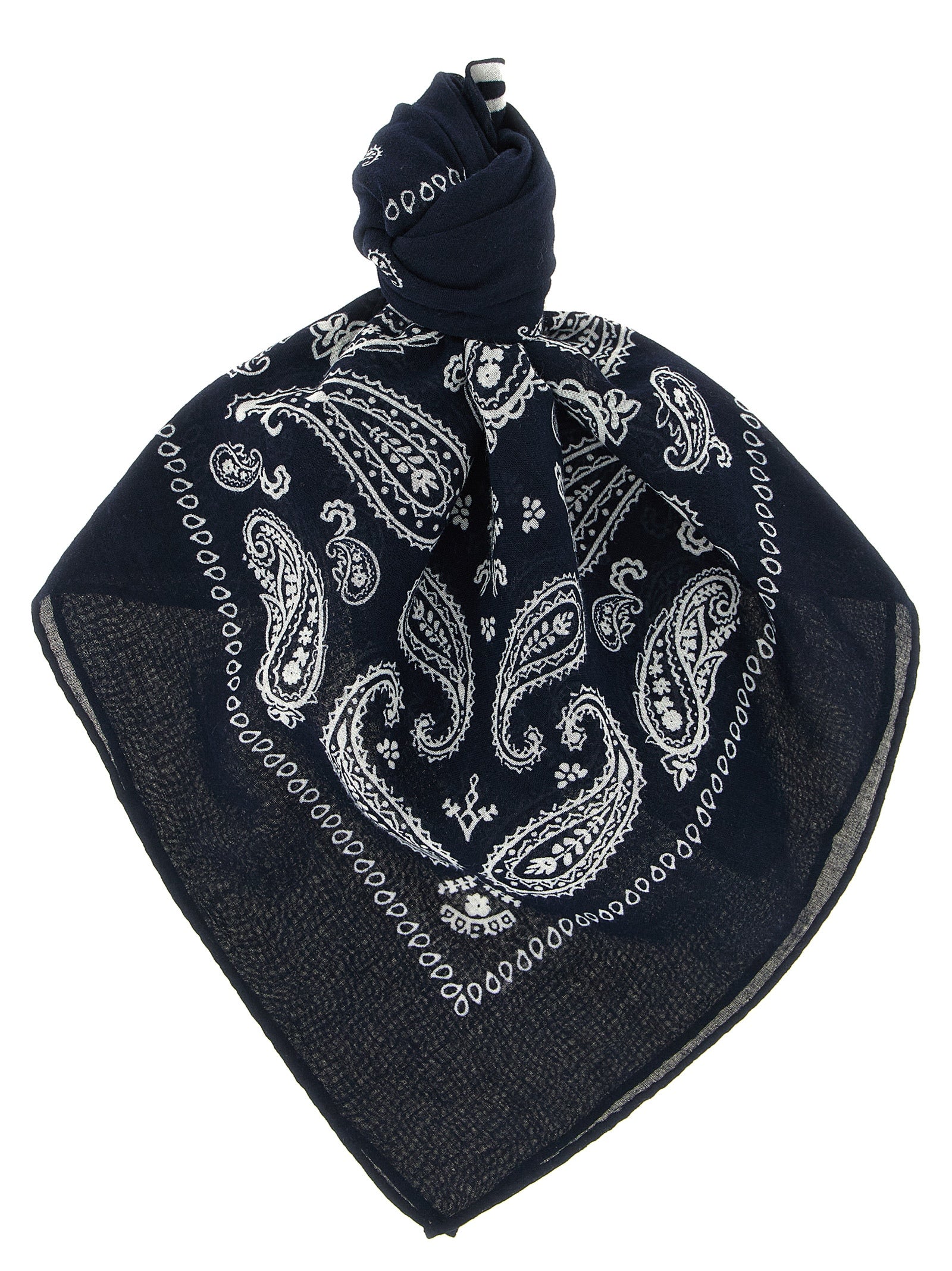Bandana Cashmere Pattern Blue Cotton Scarves, Foulards