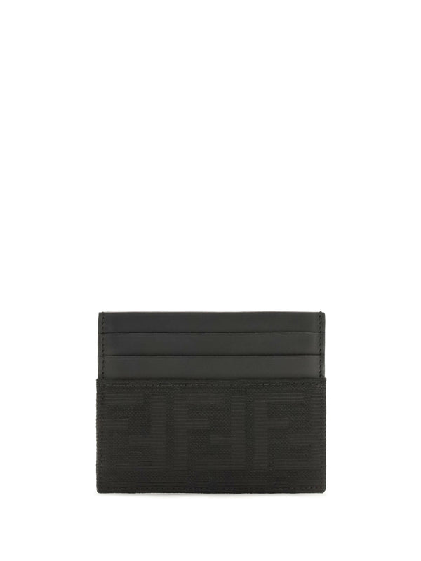 Card Holder Ff Jacquard Black Leather Polyester Umbrellas