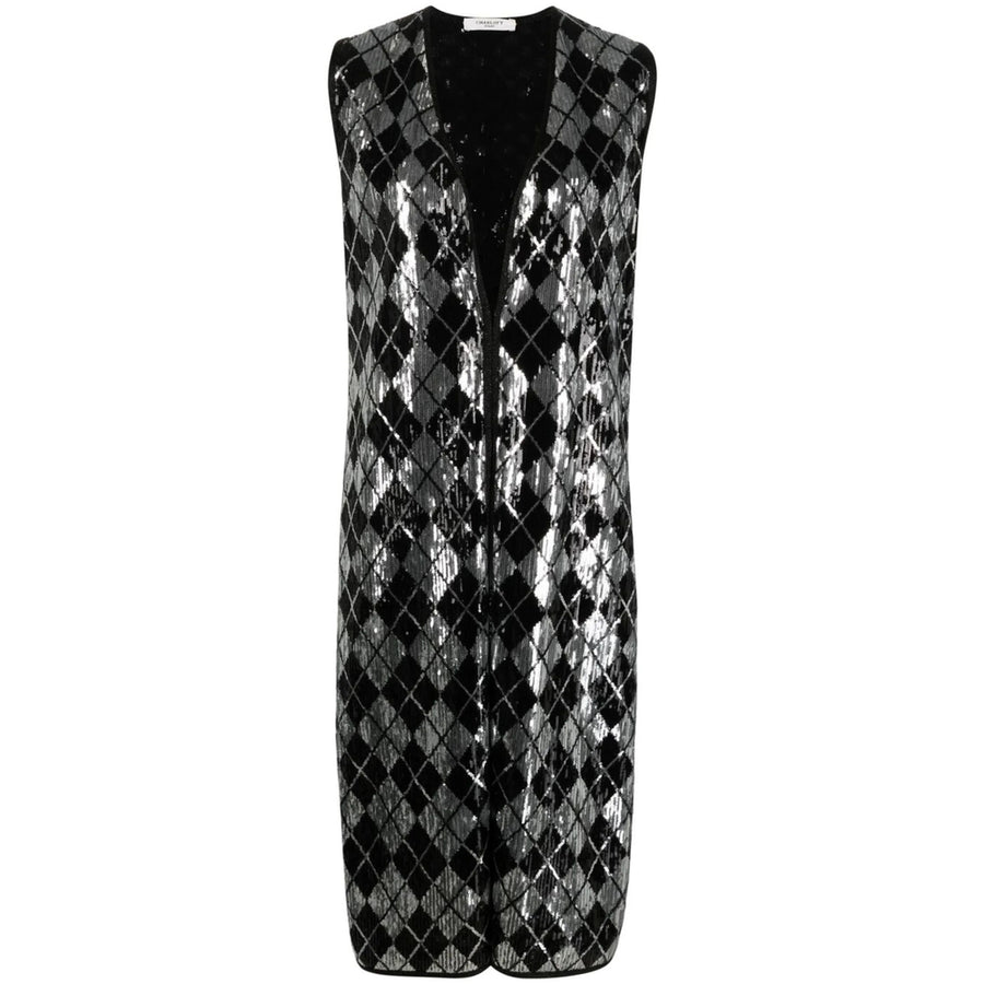 Charlott Waistcoat With Sequin Embellishment Silver/black Polyester Waistcoats & Gilets