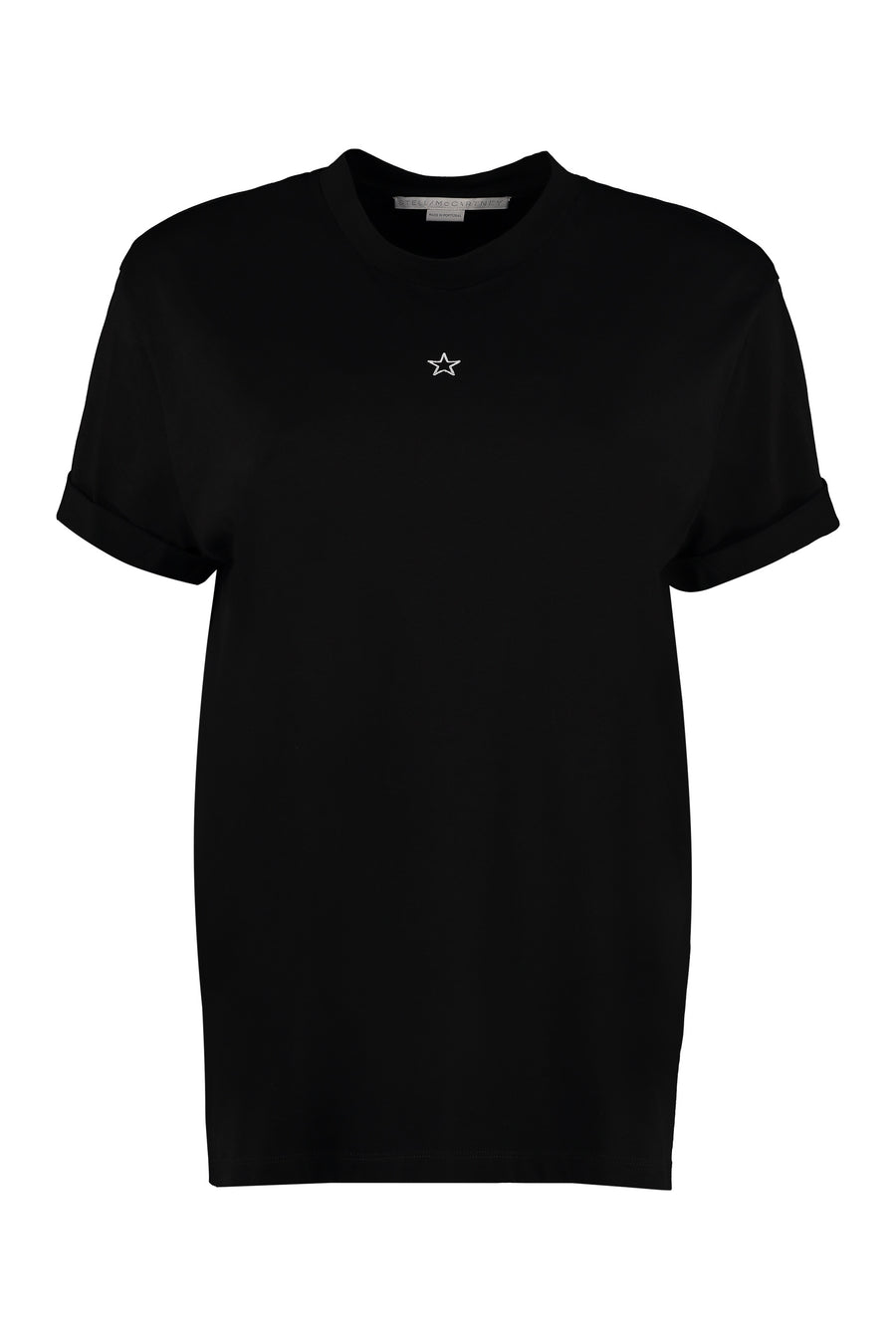 Embroidered Star Cotton T-Shirt Black Organic Cotton; Viscose T-shirts & Jerseys