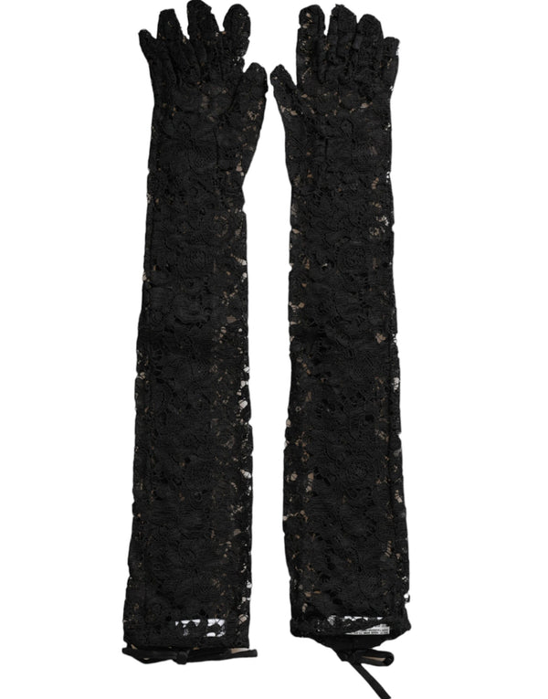 Dolce & Gabbana Lace fabric gloves in black