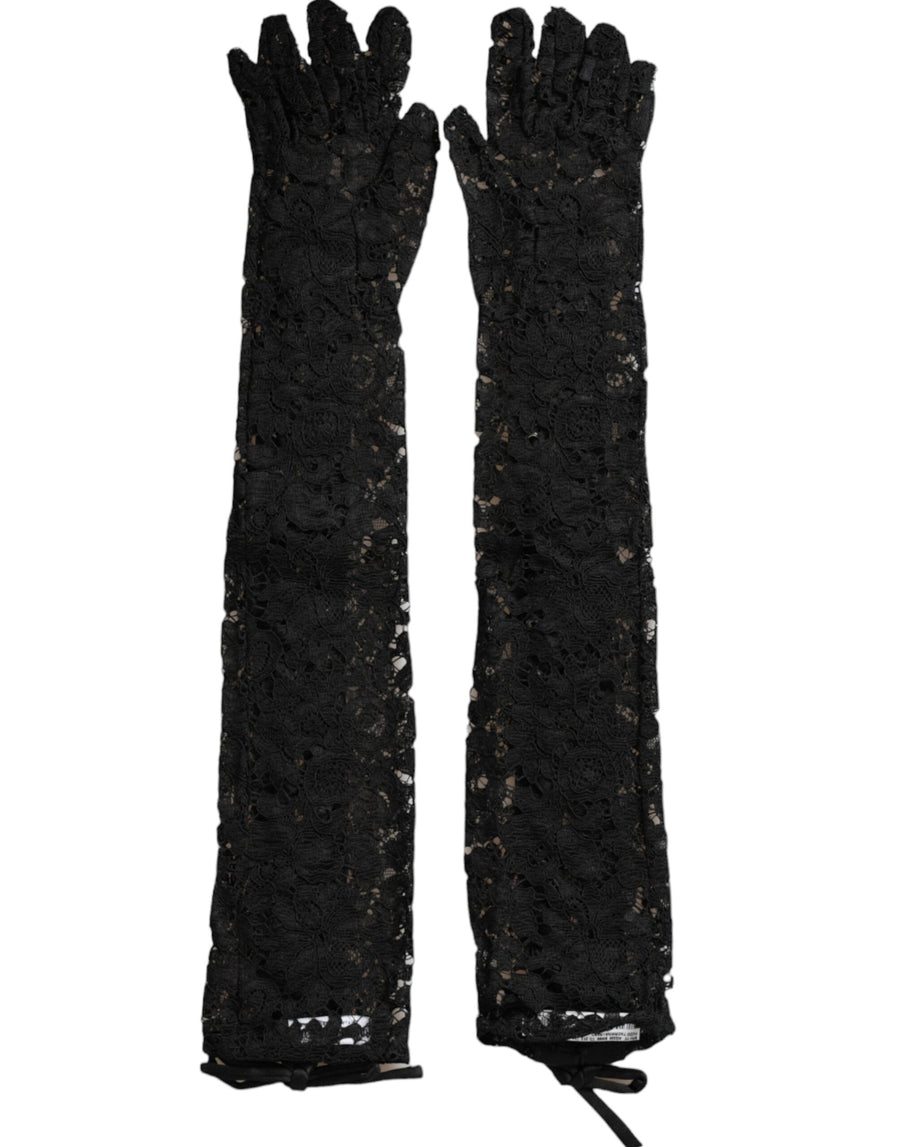 Dolce & Gabbana Lace fabric gloves in black