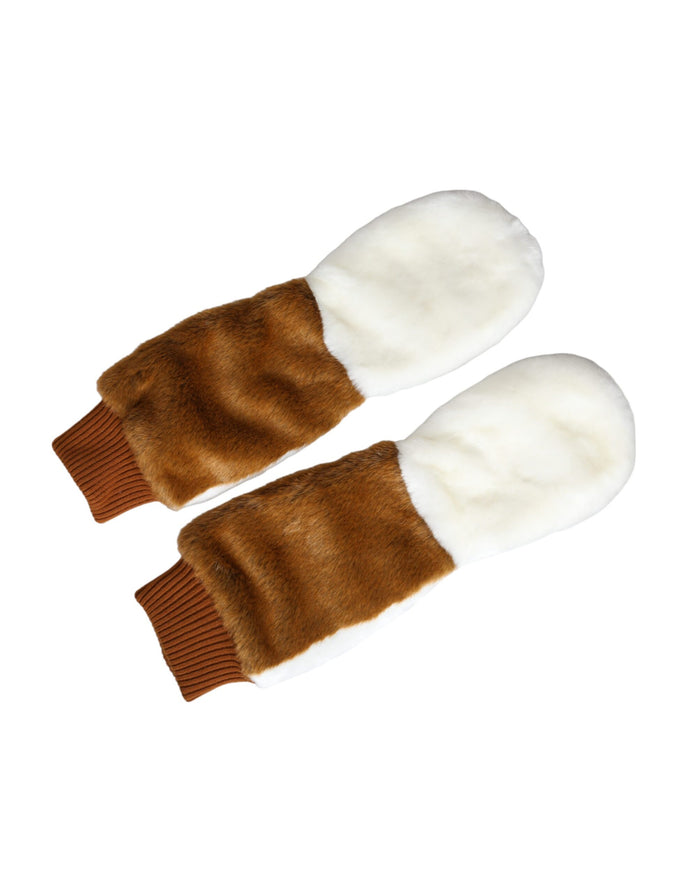 Dolce & Gabbana 62% Acrylic gloves in brown — view 2