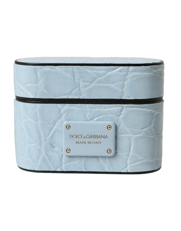 Dolce & Gabbana 100% Caiman Leather airpods case in blue
