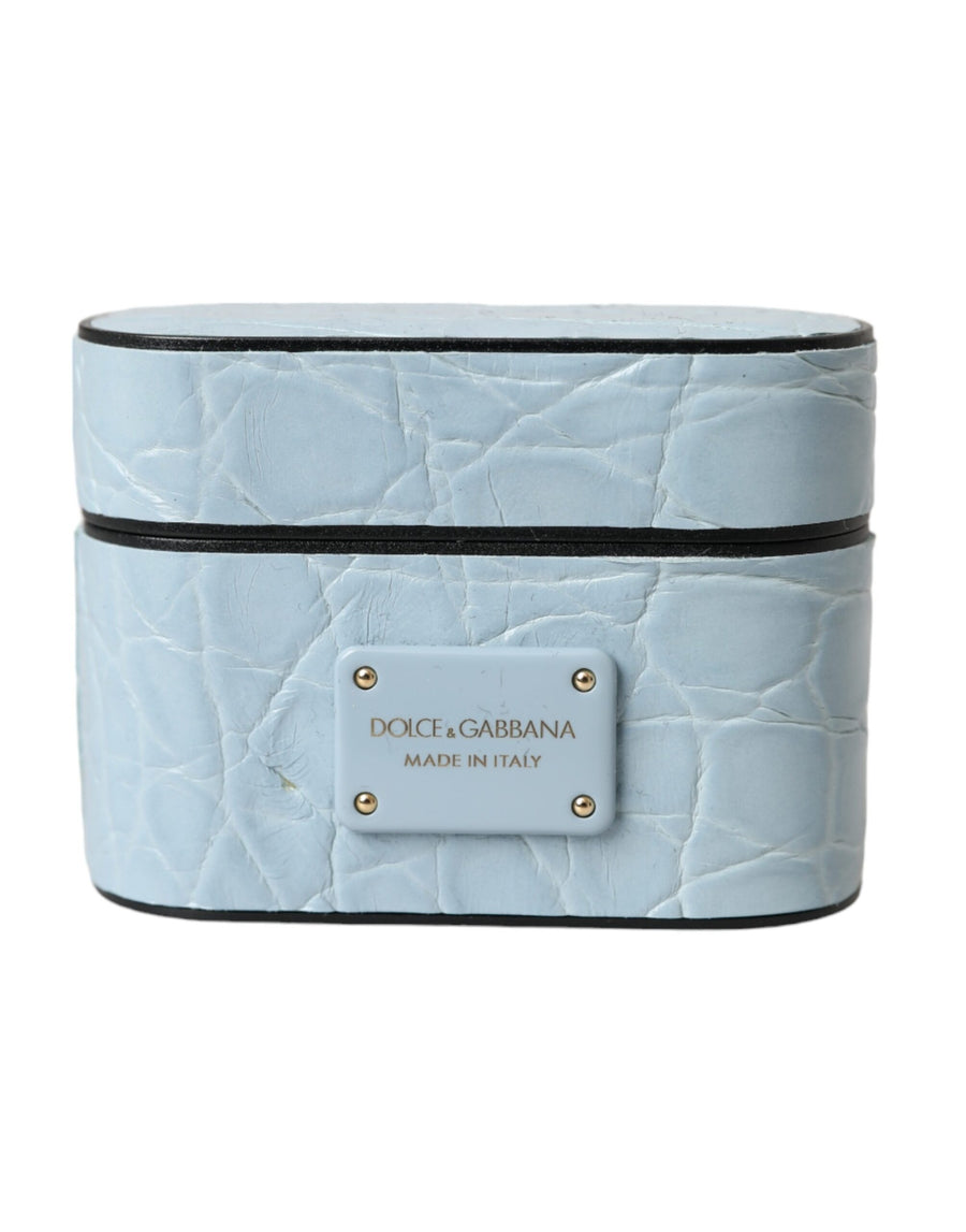 Dolce & Gabbana 100% Caiman Leather airpods case in blue