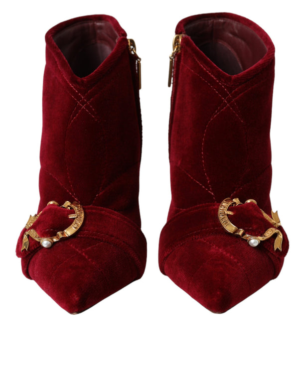 Dolce & Gabbana 99% Cotton 1% Elastane Velvet boot in red