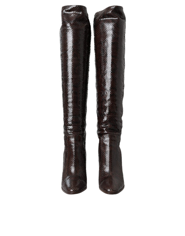 Dolce & Gabbana 100% Exotic Leather Moluro Python boot in brown