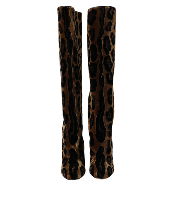 Dolce & Gabbana 90% Viscose velvet boots in brown