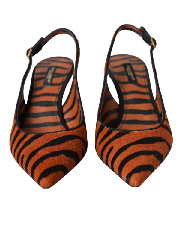 Dolce & Gabbana Pony Hair slingback heel in orange