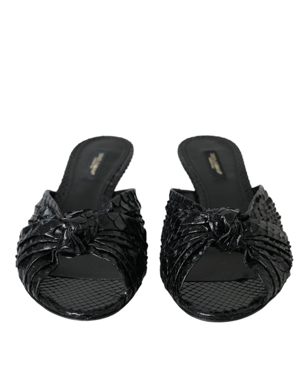 Dolce & Gabbana 100% Python Leather heel slide in black