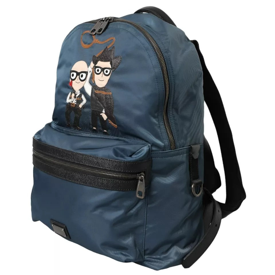 Blue Nylon #dgfamily Patch Men Backpack Bag Leather Pp Pc