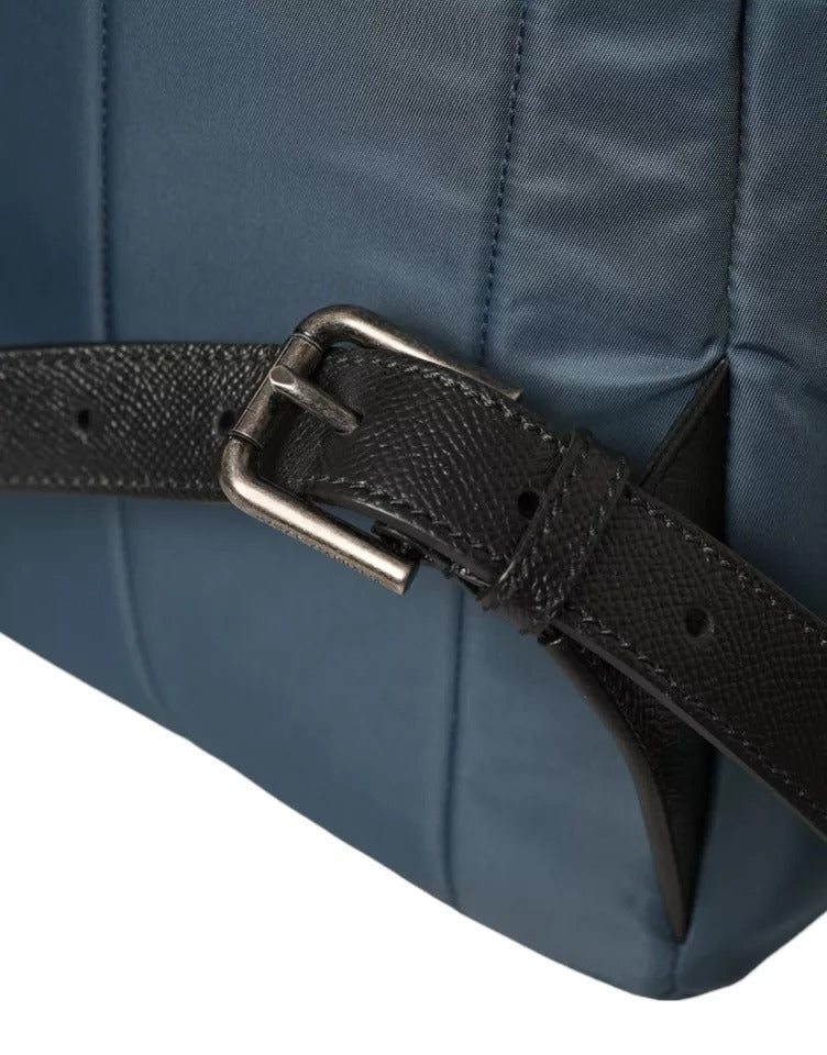 Blue Nylon #dgfamily Patch Men Backpack Bag Leather Pp Pc
