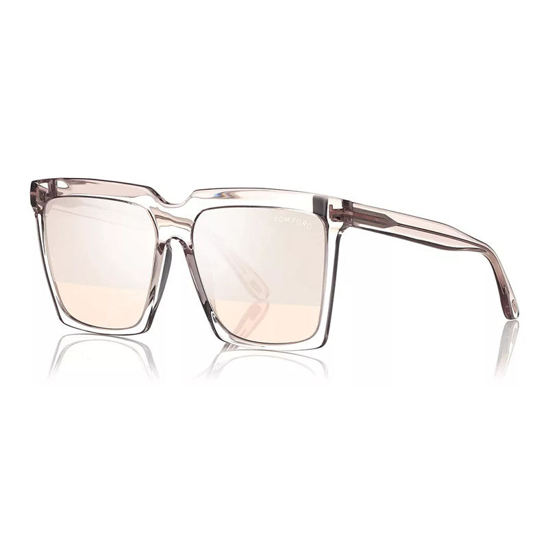 Tom Ford Sunglasses Square Full Rim, Transparent Light Sand Frame And Rose Gold Mirror Lens Ft076420z