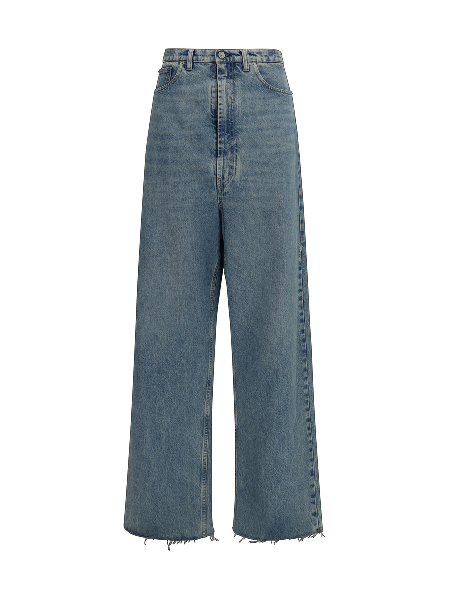 Wide-Leg Jeans Ice Blue Cotton