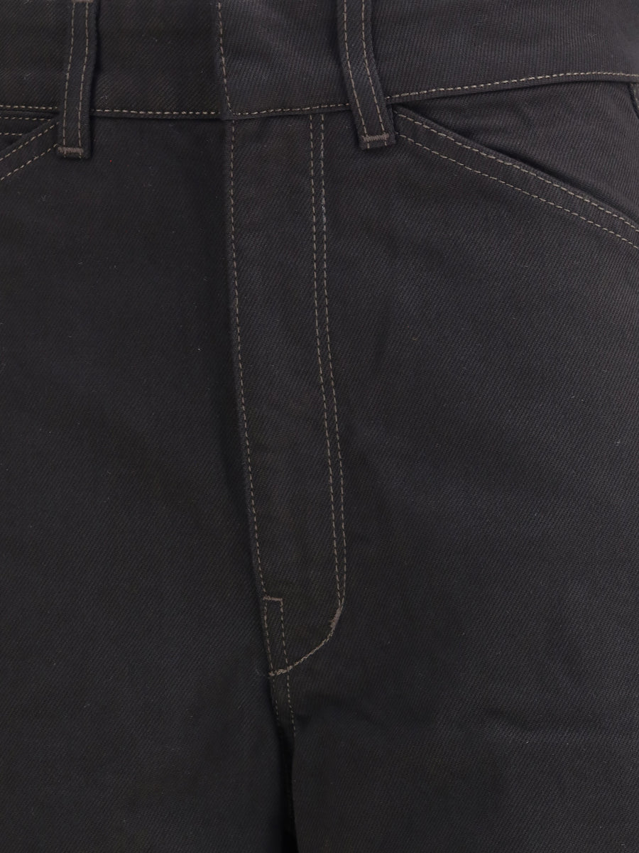 Barrel Trousers Black Cotton