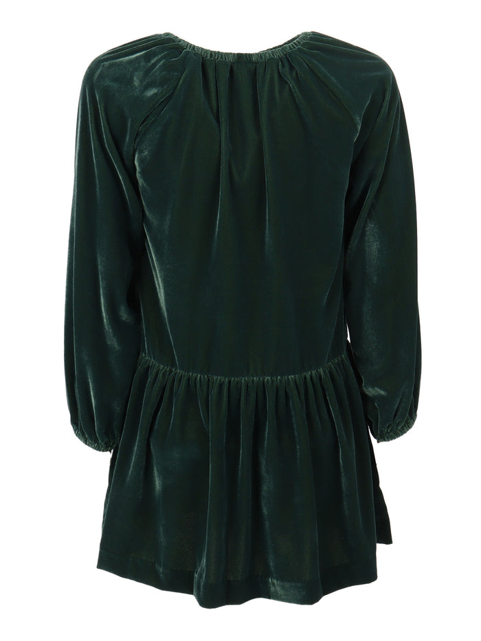 Long Sleeved Dress Green Polyester