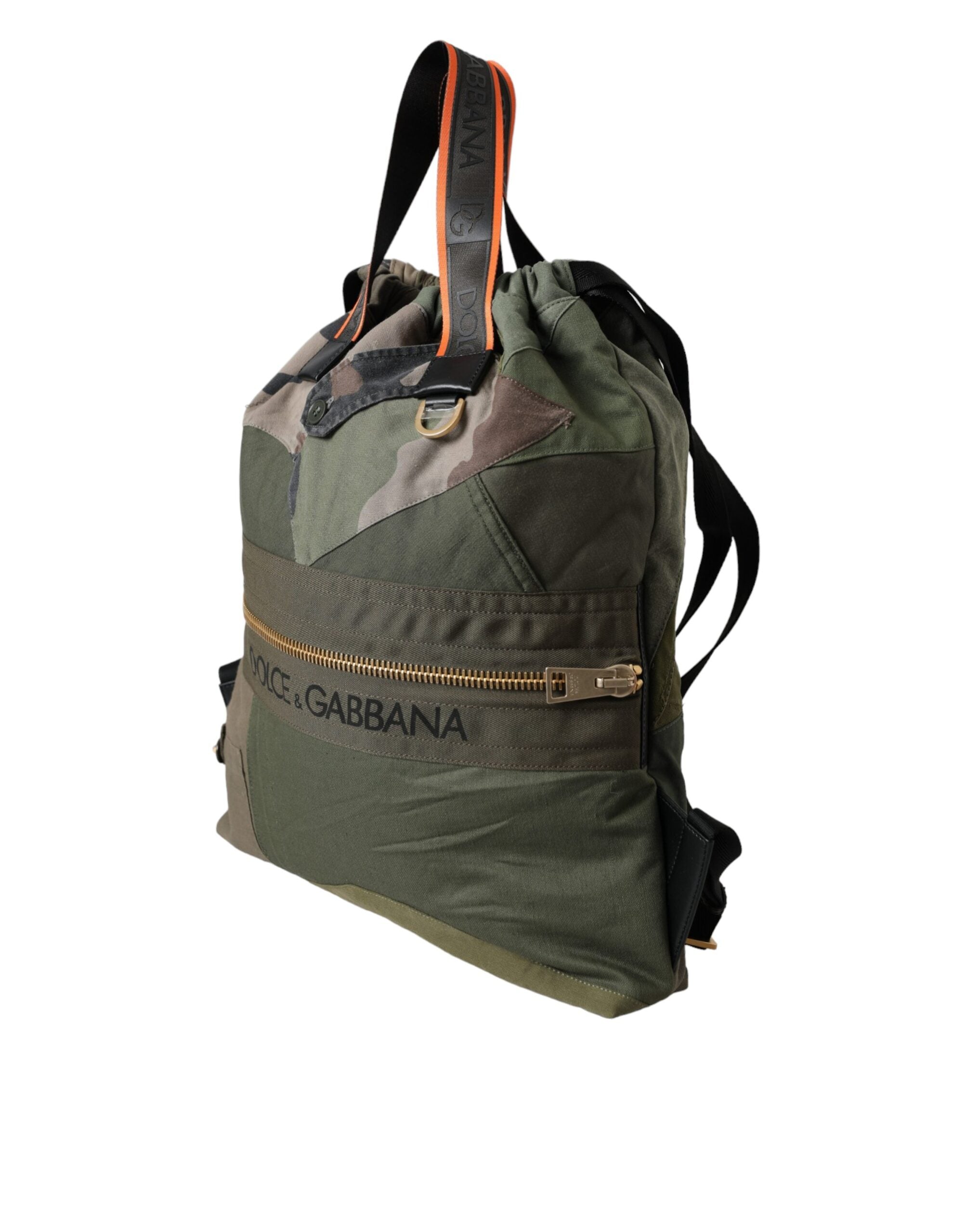 Military Green Patchwork Rucksack Backpack Bag Canvas