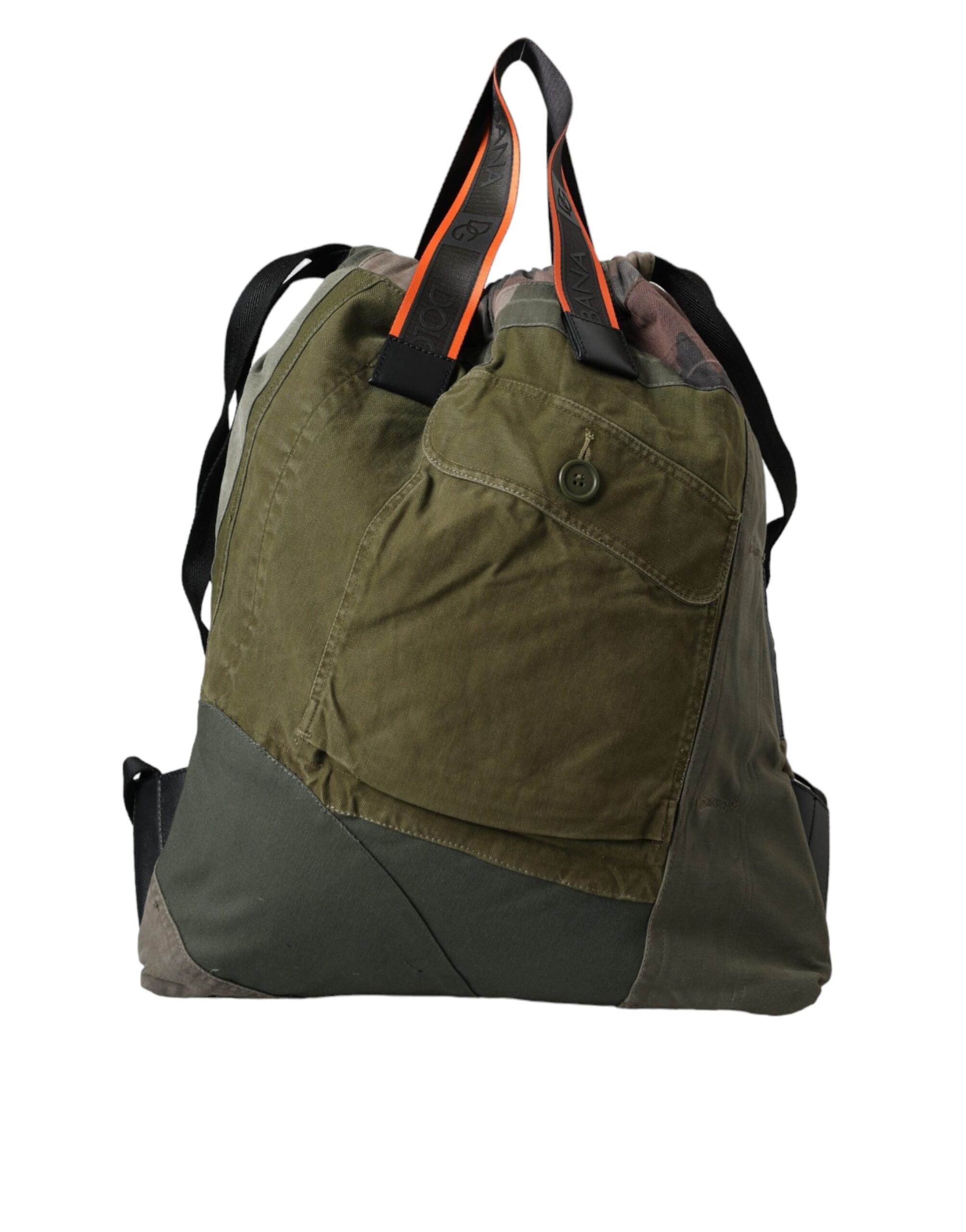 Military Green Patchwork Rucksack Backpack Bag Canvas
