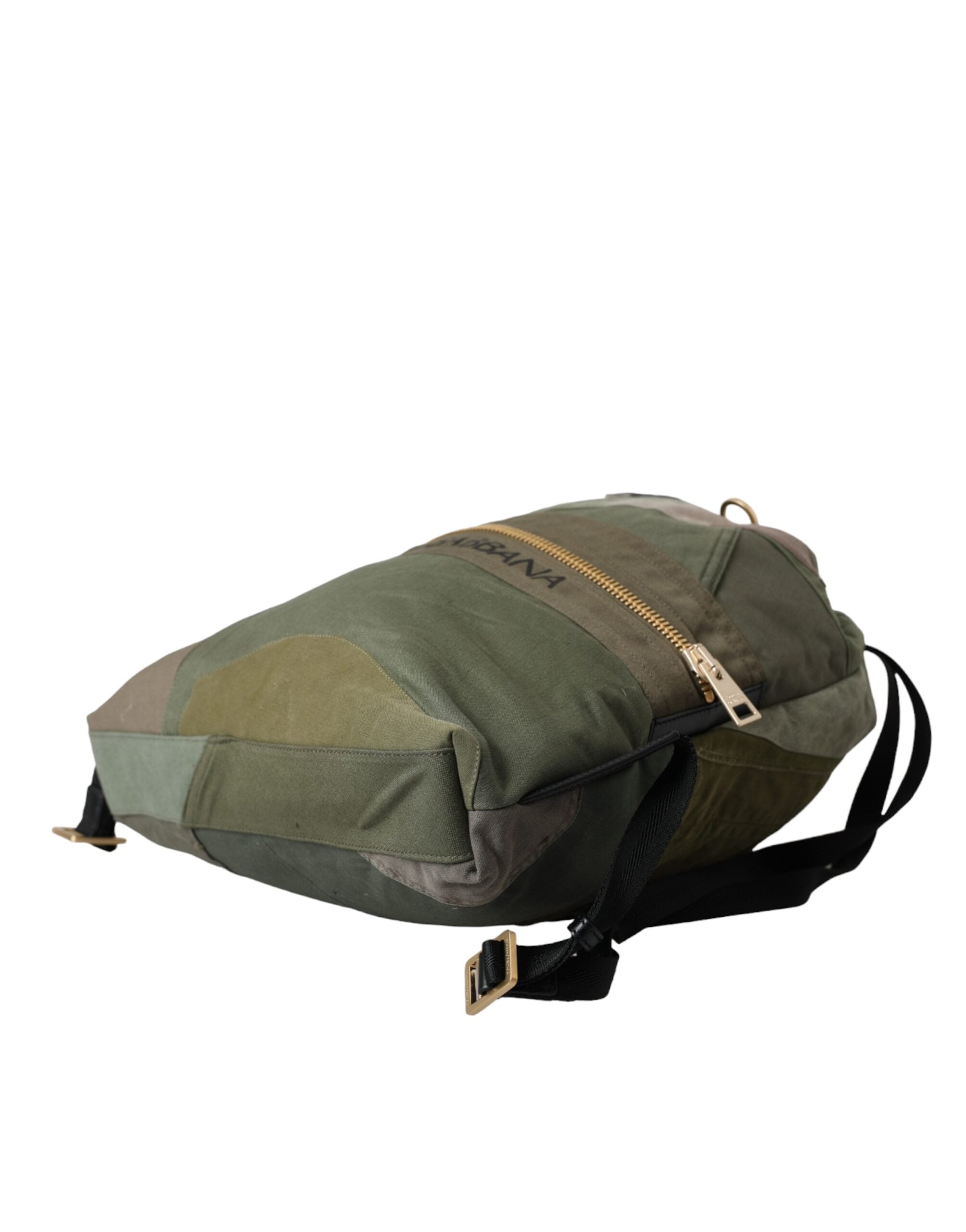Military Green Patchwork Rucksack Backpack Bag Canvas
