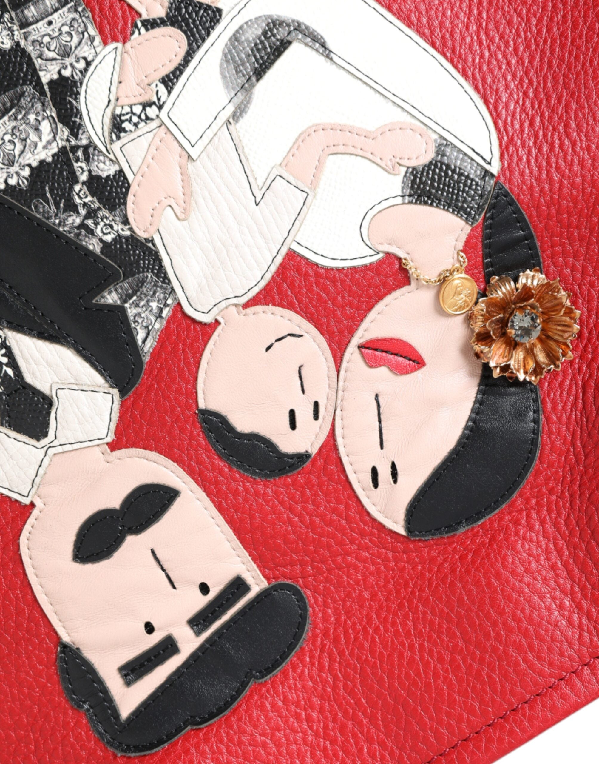 Red Leather #dgfamily Patch Shopping Tote Bag