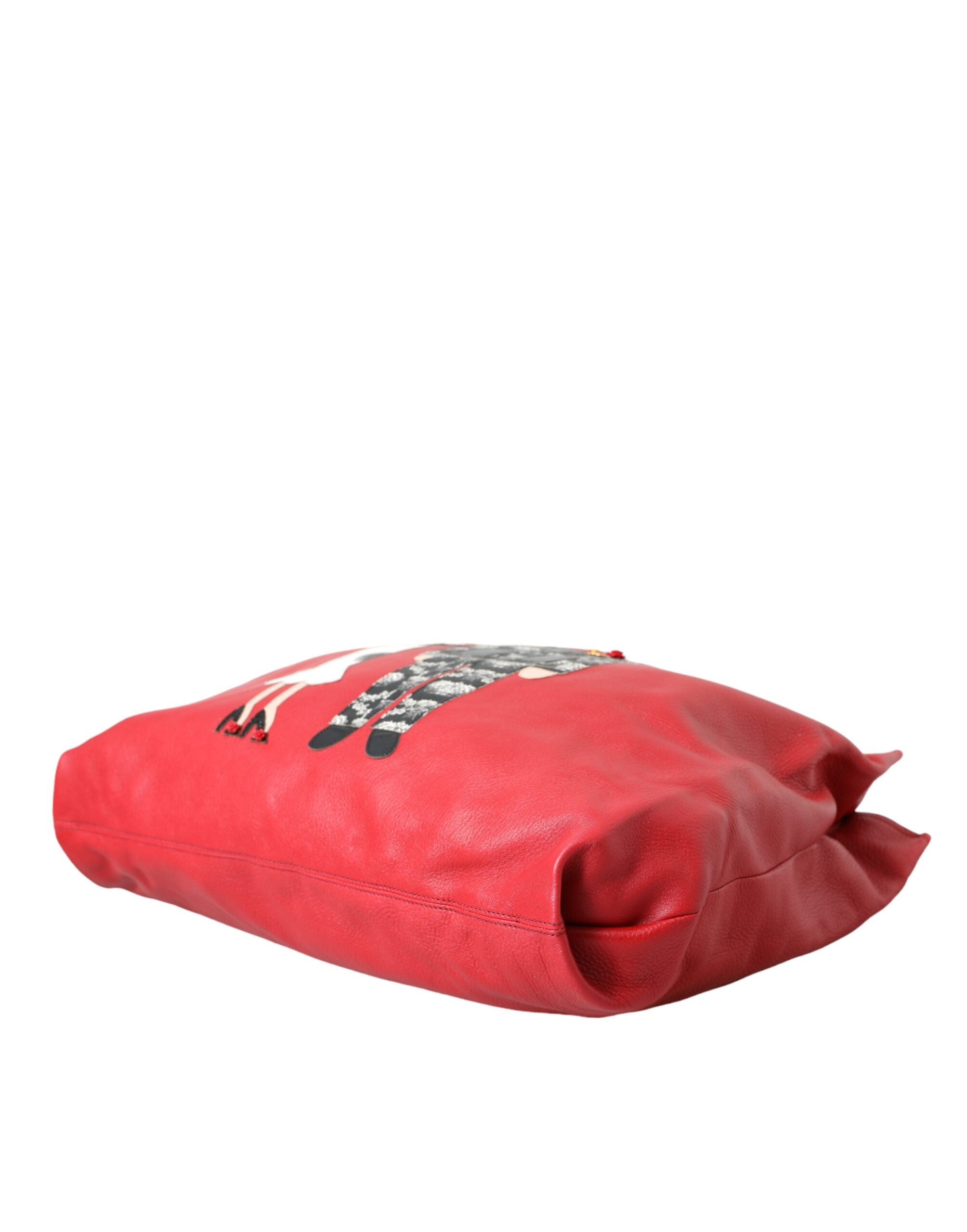 Red Leather #dgfamily Patch Shopping Tote Bag