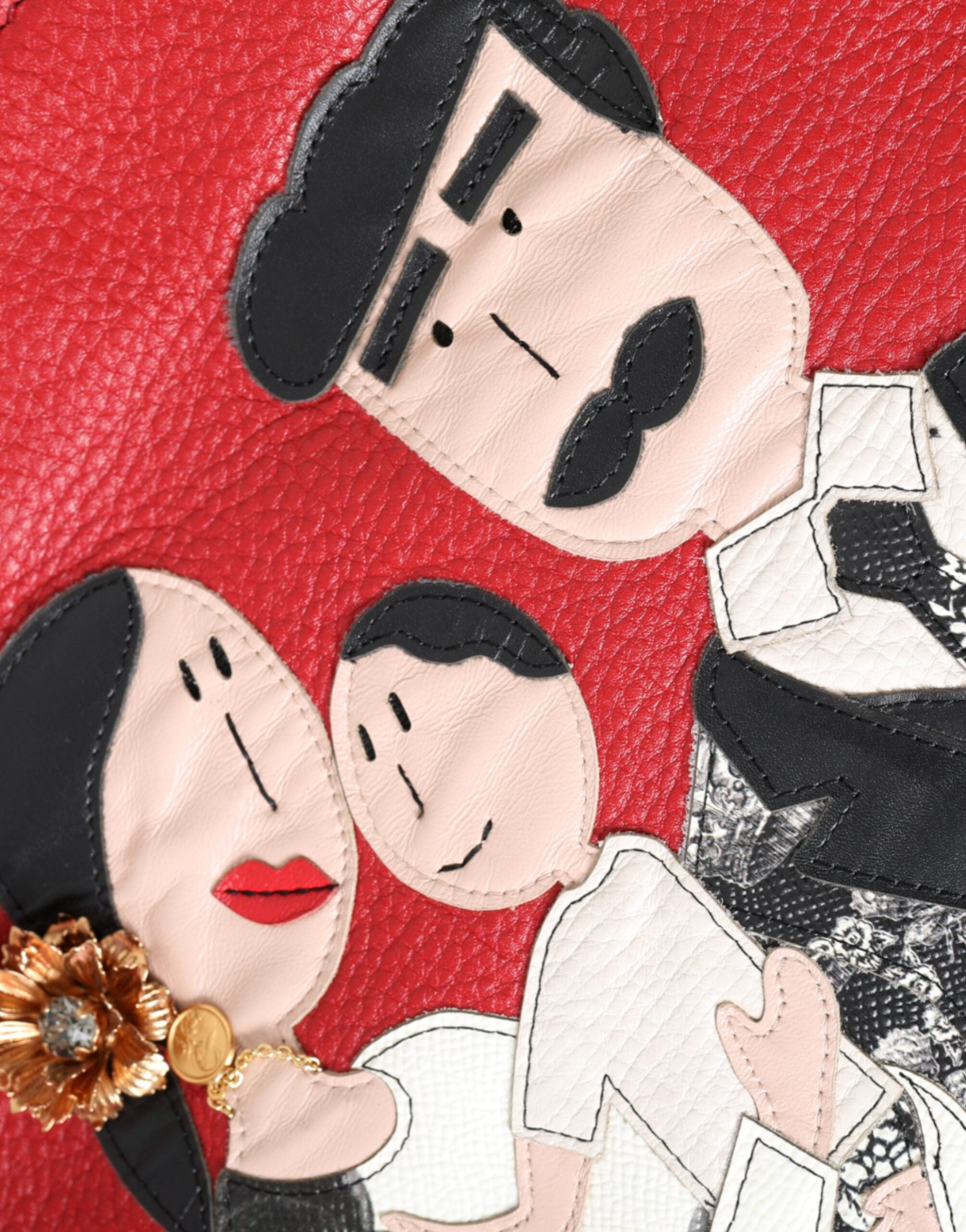 Red Leather #dgfamily Patch Shopping Tote Bag
