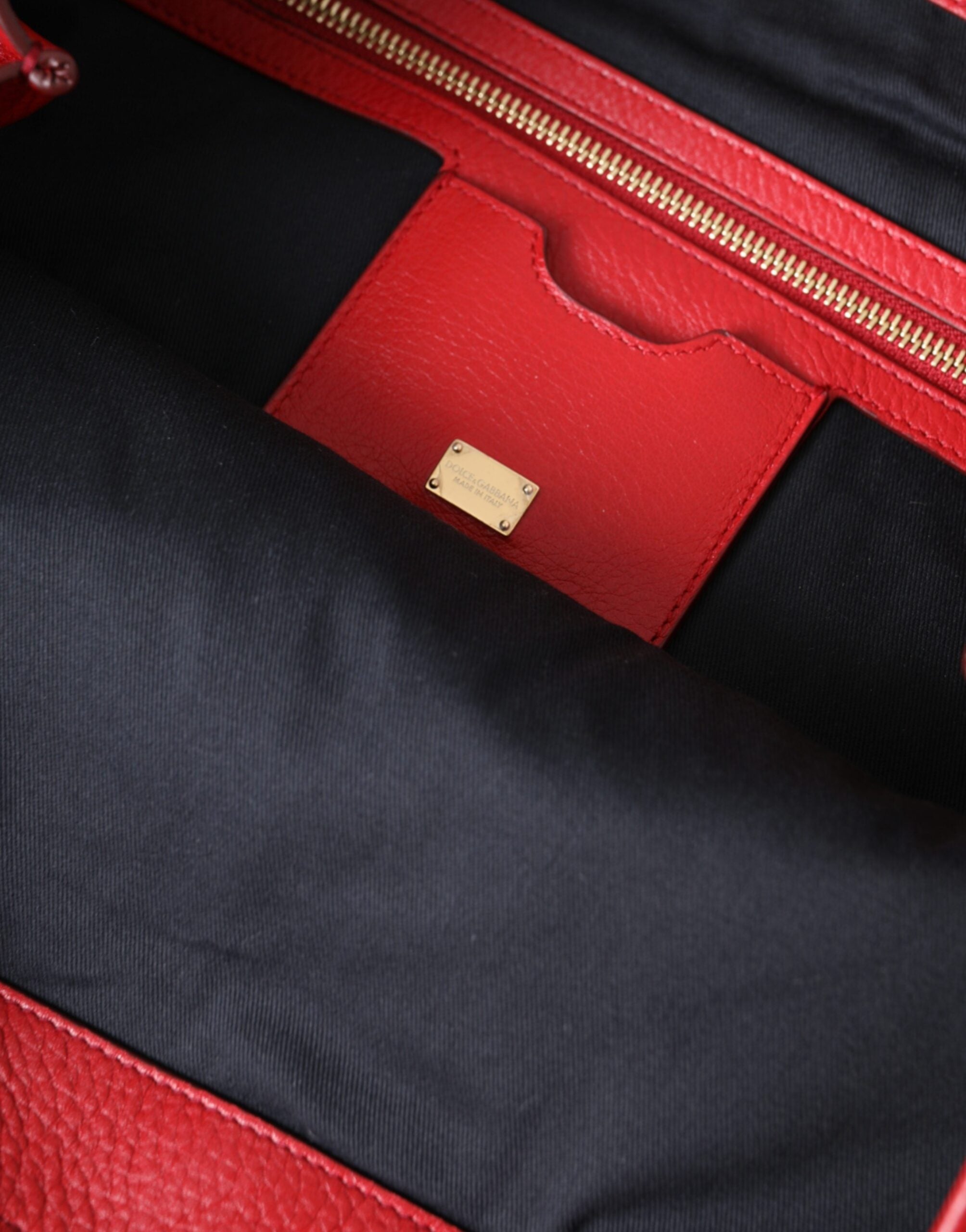 Red Leather #dgfamily Patch Shopping Tote Bag