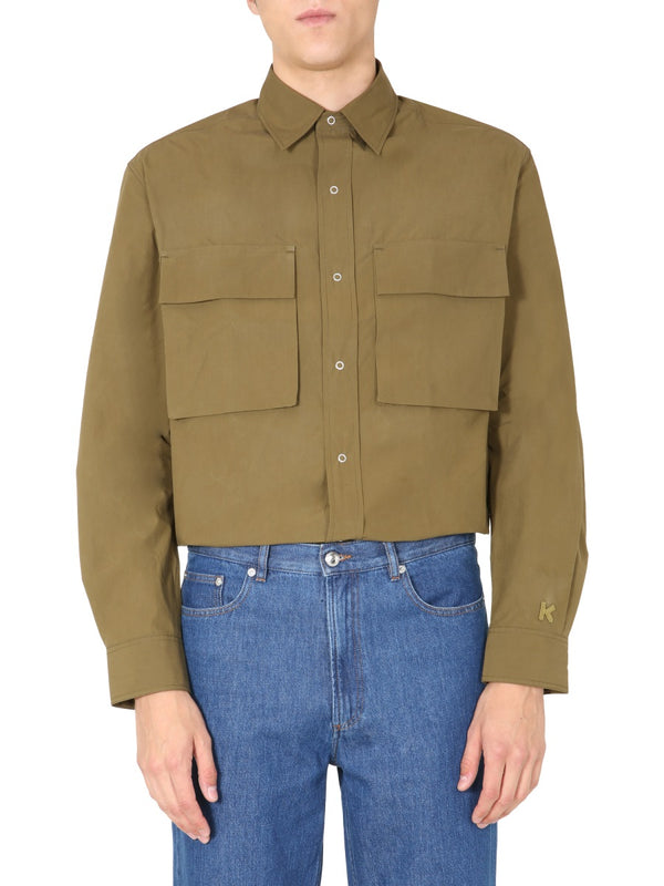 Oversize Fit Shirt Brown Cotton