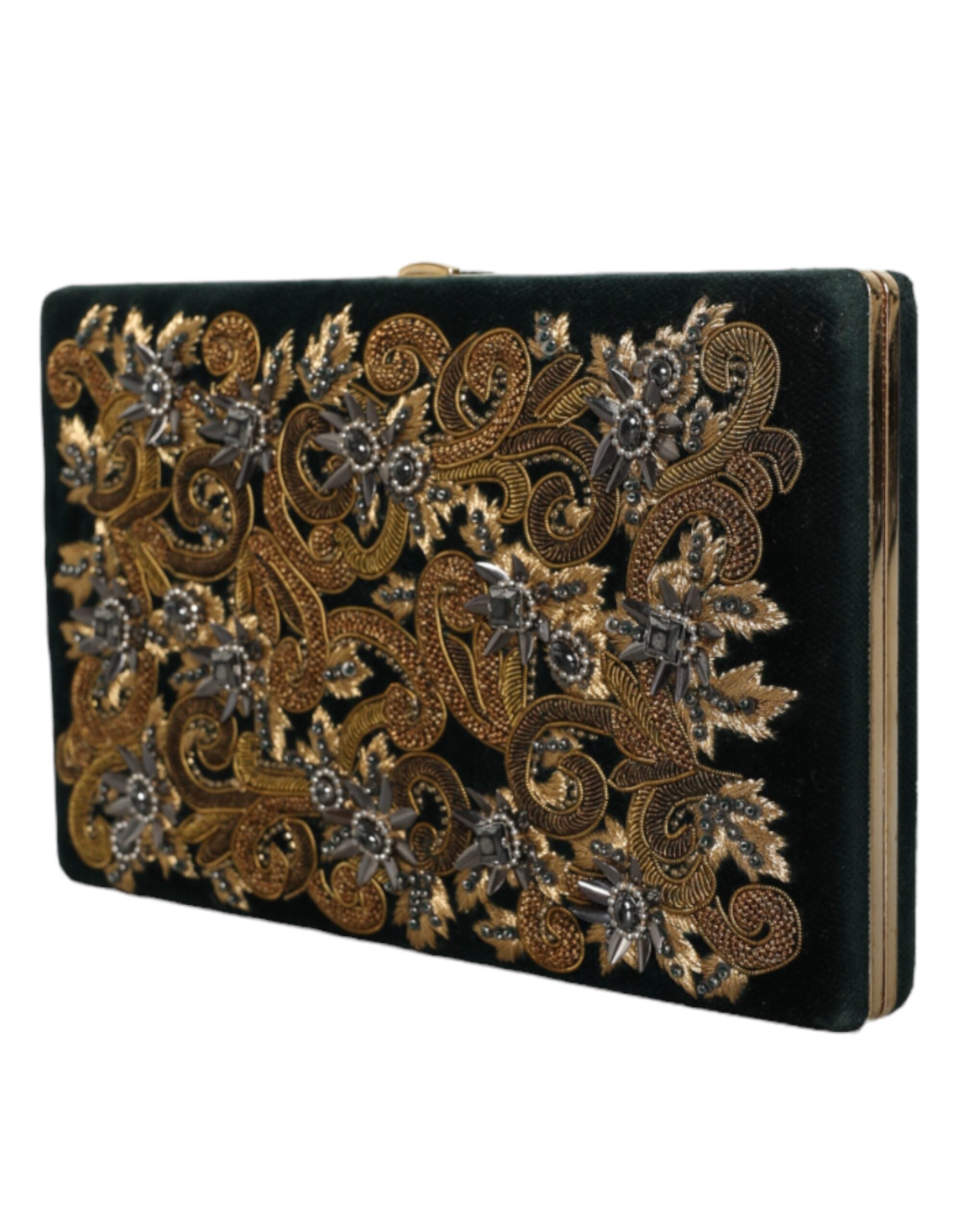 Black Velvet Gold Frame Clutch Evening Party Purse Bag Cotton