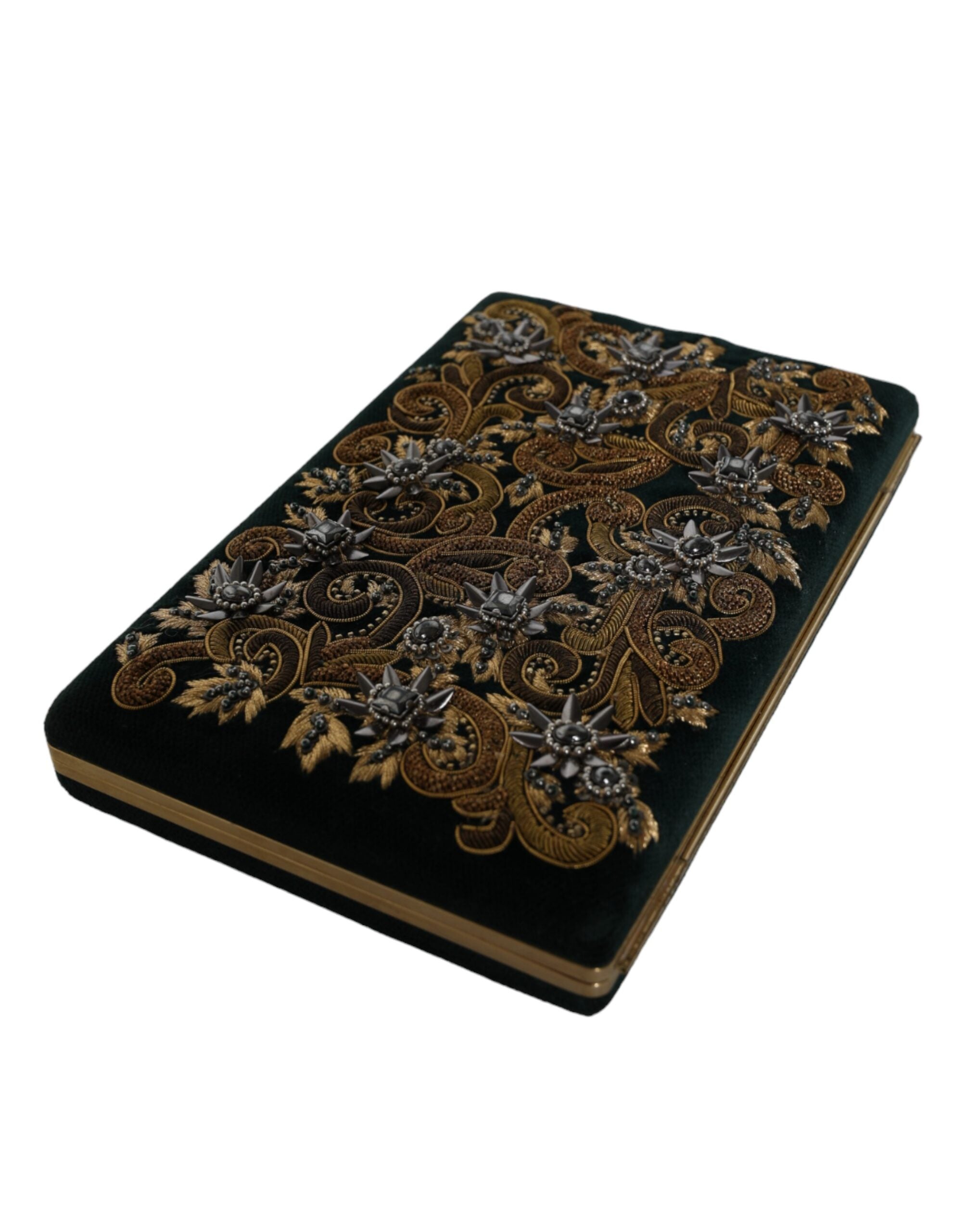 Black Velvet Gold Frame Clutch Evening Party Purse Bag Cotton