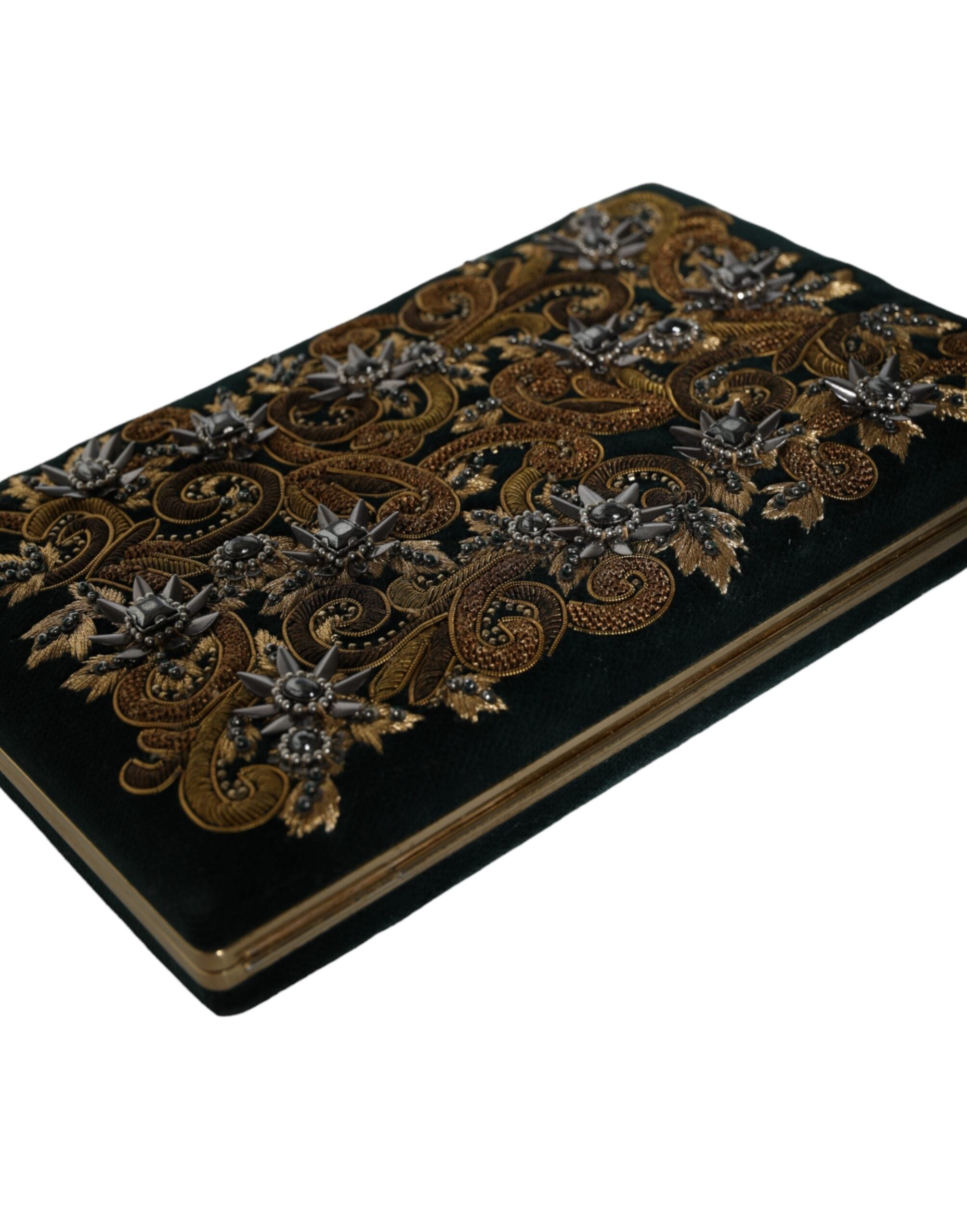Black Velvet Gold Frame Clutch Evening Party Purse Bag Cotton