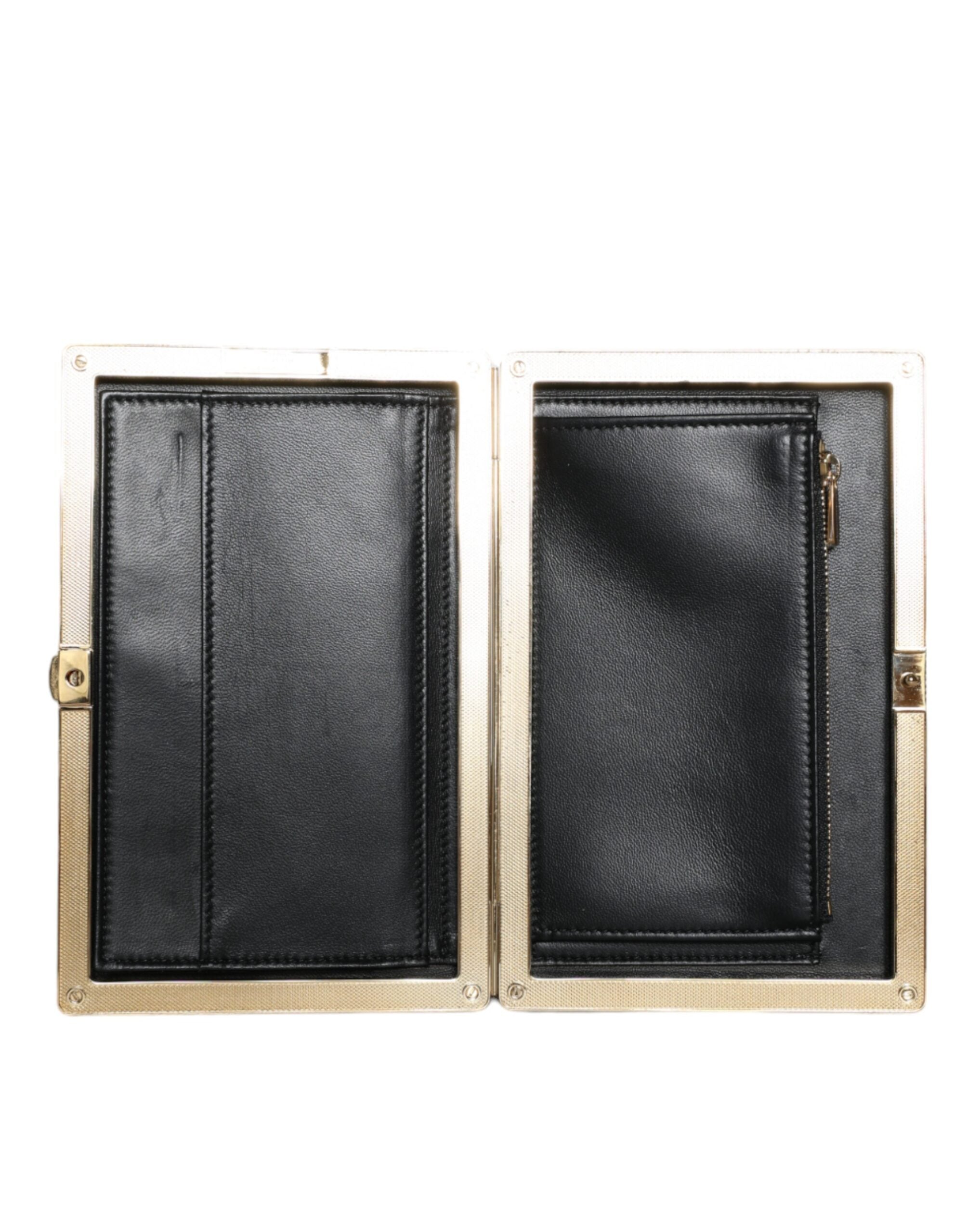 Black Velvet Gold Frame Clutch Evening Party Purse Bag Cotton