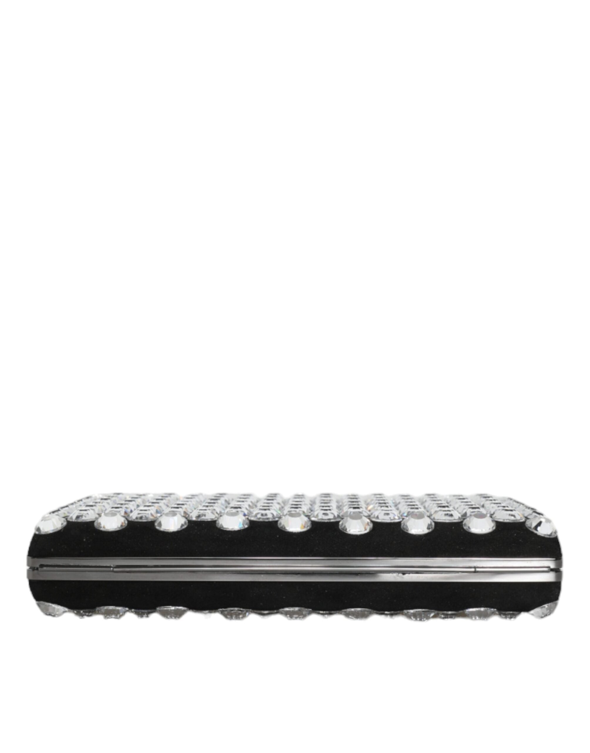 Black Velvet Crystal Clutch Evening Party Purse Bag Aluminium